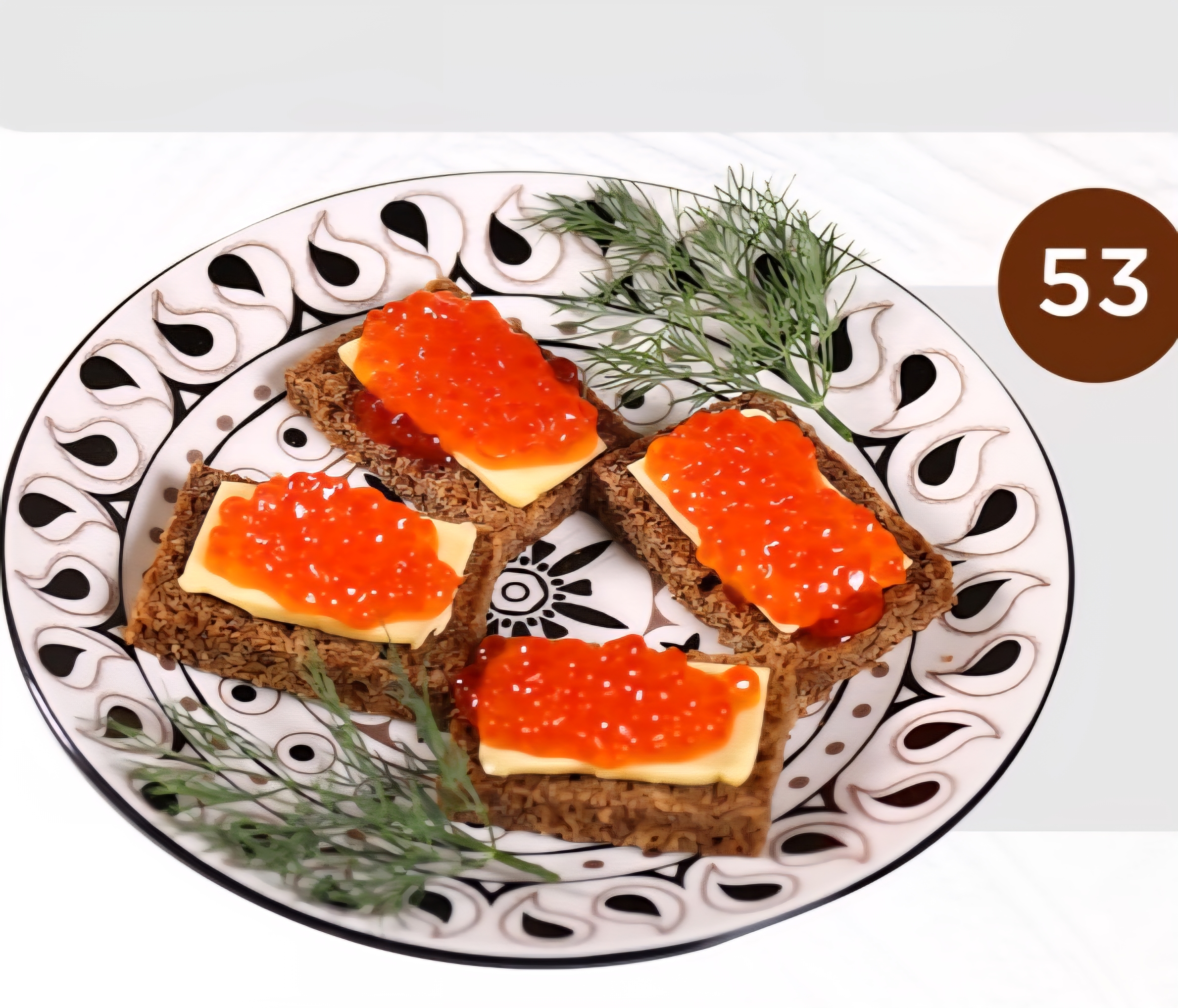 53. Red caviar sandwiches