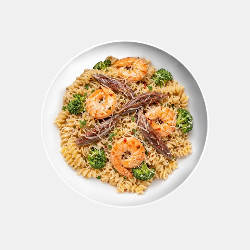 Pink Pasta with Prawns